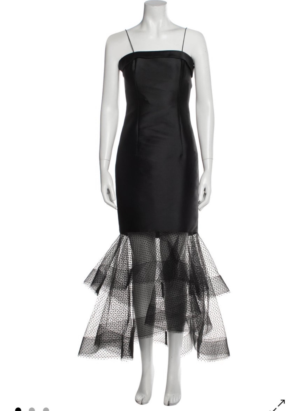 Sachin + Babi Black Strapless Sheath Dress with Layered Tulle Hem